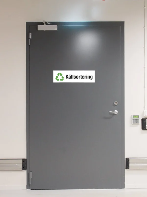 Källsortering dörrskylt 350x100 mm
